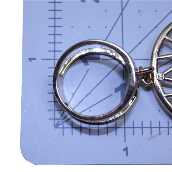 Scarf Bail Gold Tone Metal Geometric Rhinestone Art Deco Dream Catcher - Picture 4 of 4